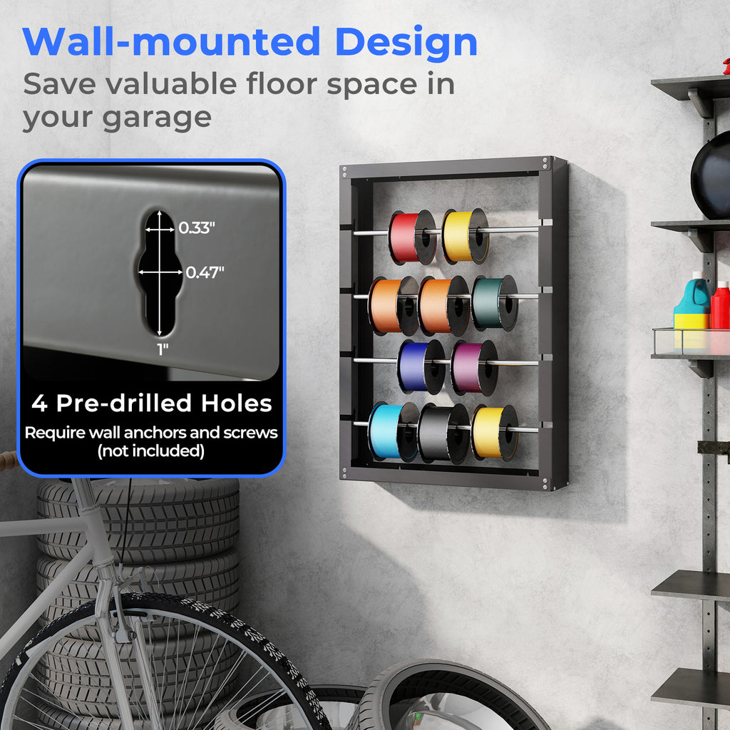 Wire Spool Rack with 4 Rods - Gray