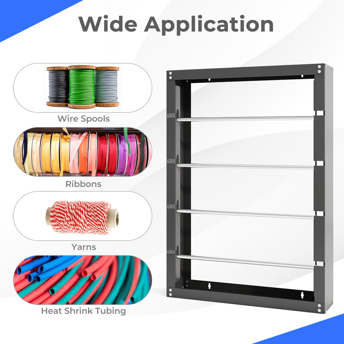 Wire Spool Rack with 4 Rods - Gray