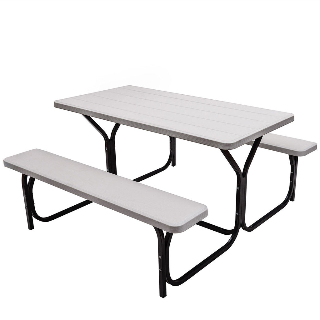 4.5 FT Outdoor Picnic Table Bench Set - White 28.5" x 54"