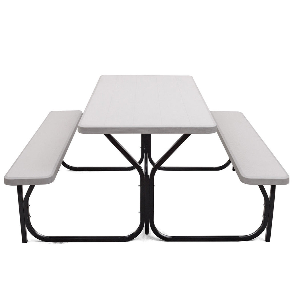 4.5 FT Outdoor Picnic Table Bench Set - White 28.5" x 54"