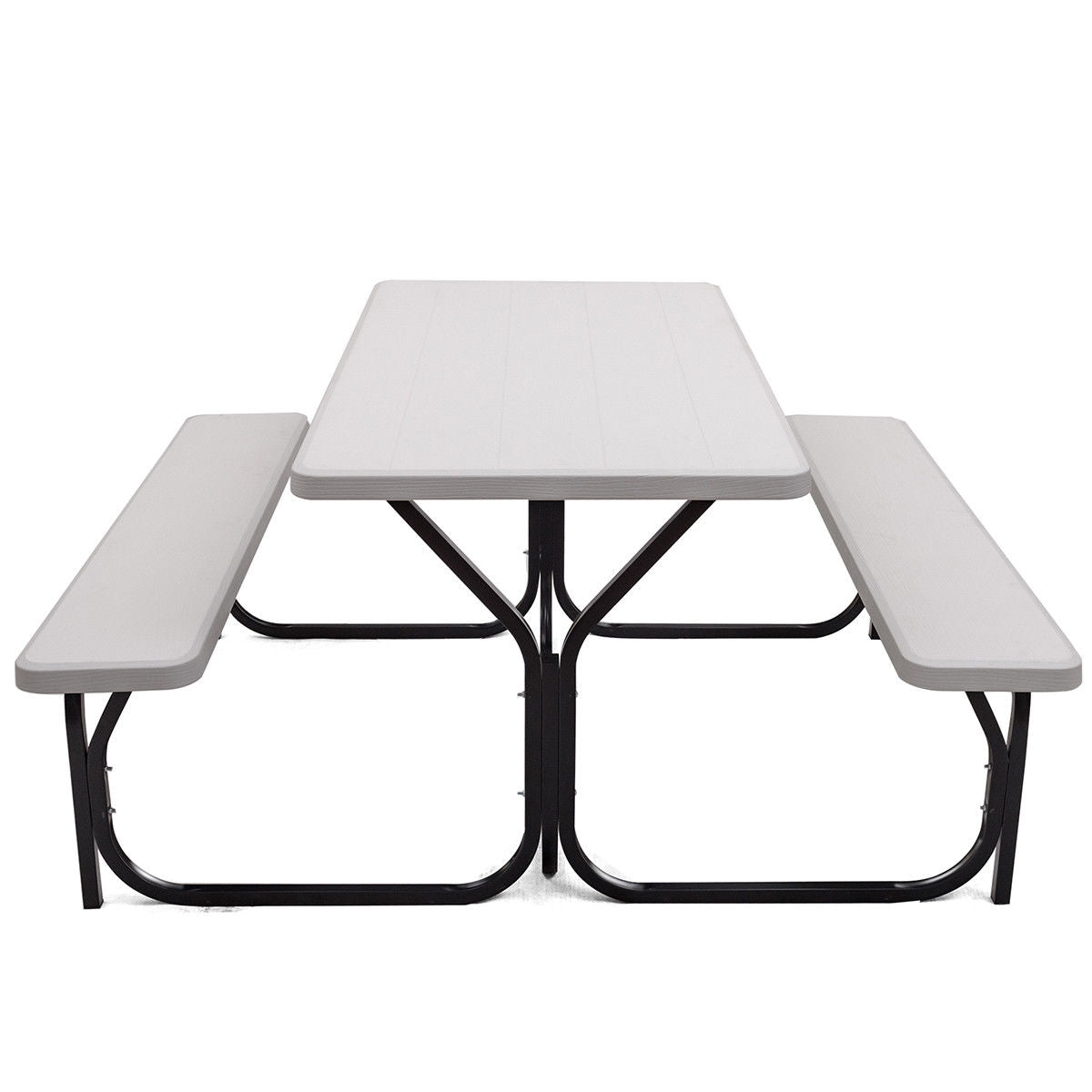 4.5 FT Outdoor Picnic Table Bench Set - White 28.5" x 54"